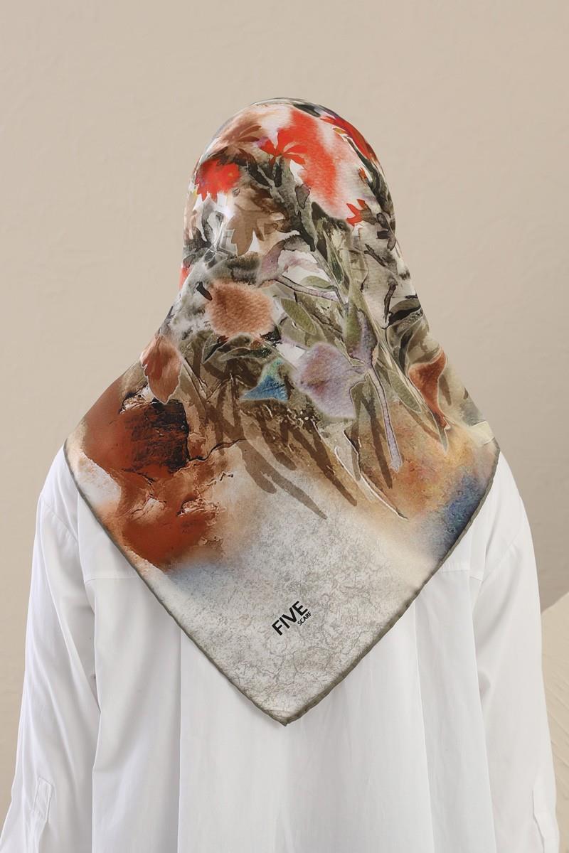 Fivescarf Koyu Vizon Twill Digital Eşarp