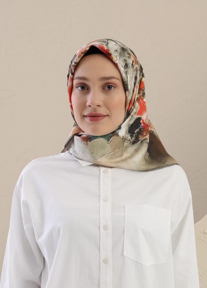 Fivescarf Koyu Vizon Twill Digital Eşarp