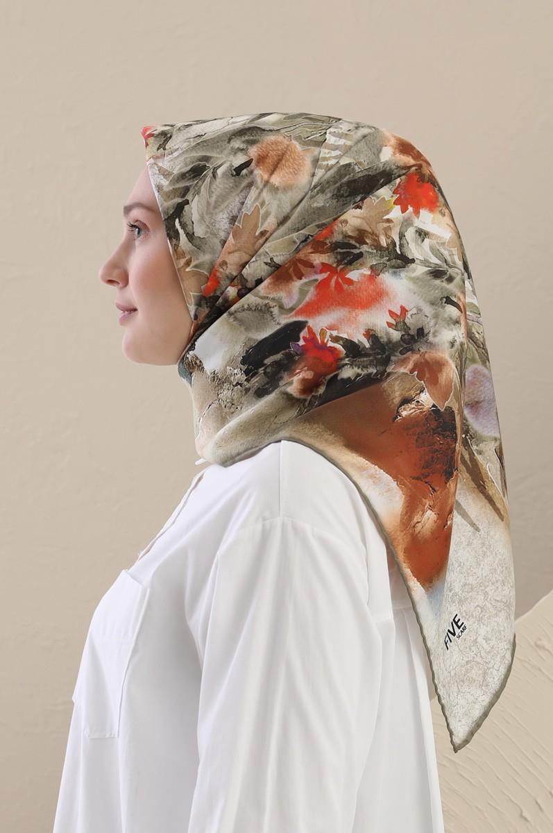 Fivescarf Koyu Vizon Twill Digital Eşarp