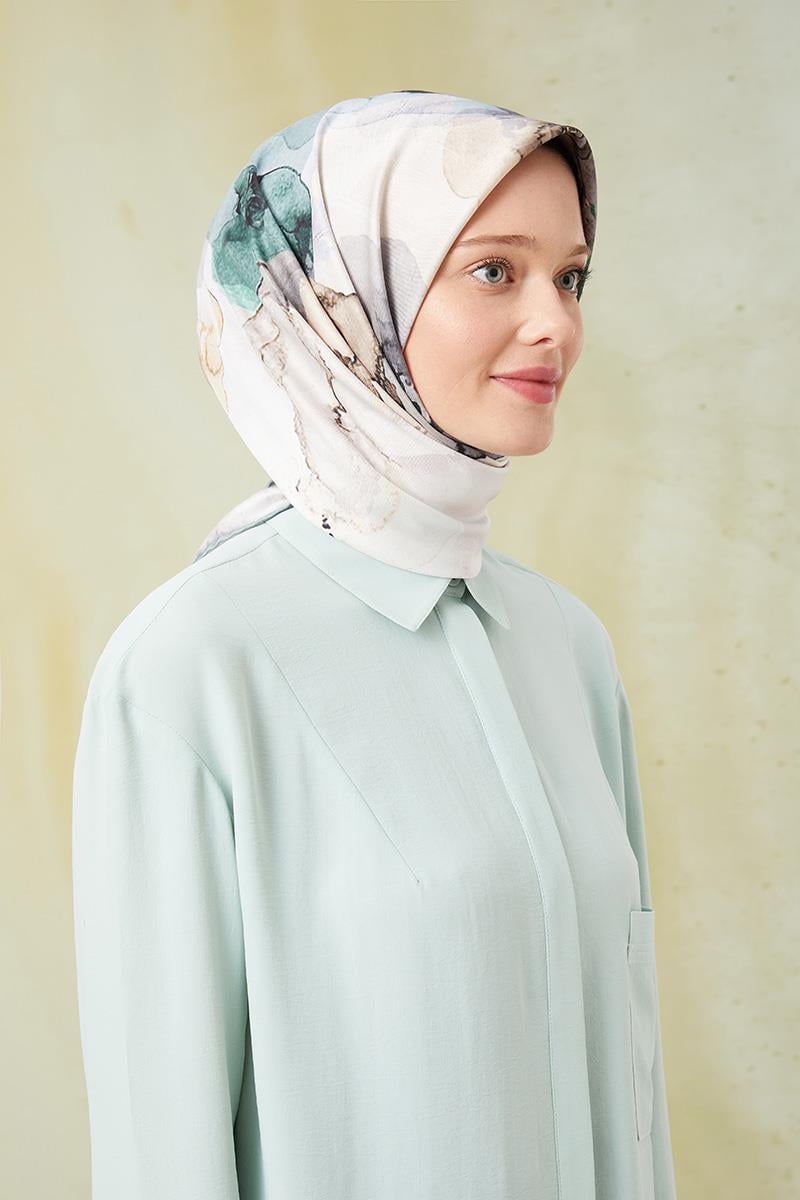 Fivescarf Koyu Yeşil Twill Digital Eşarp