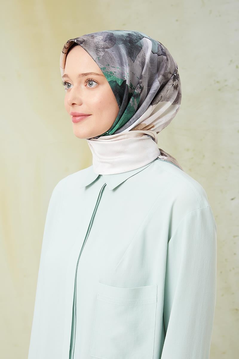 Fivescarf Koyu Yeşil Twill Digital Eşarp