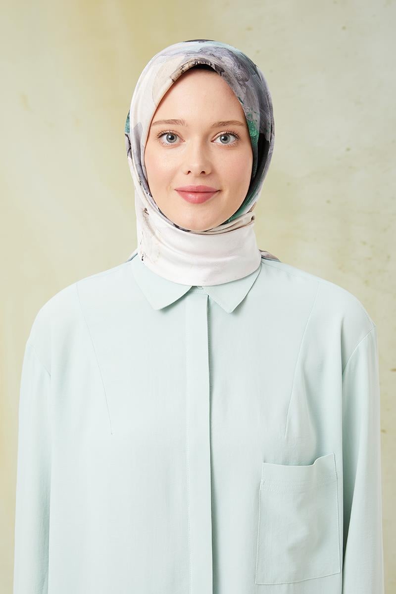 Fivescarf Koyu Yeşil Twill Digital Eşarp