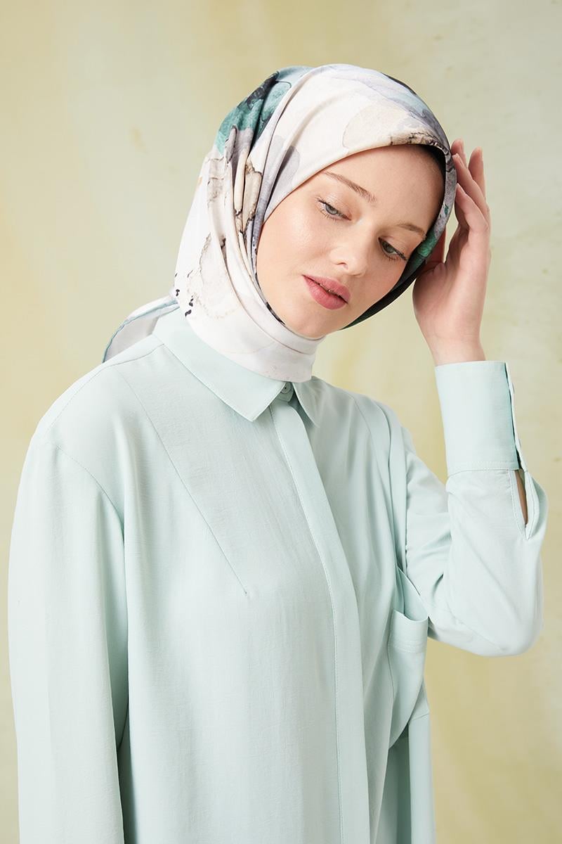 Fivescarf Koyu Yeşil Twill Digital Eşarp
