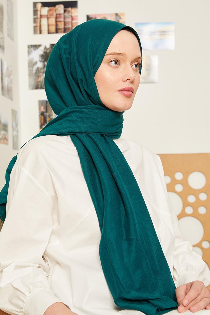 Fivescarf Koyu Zümrüt Yeşili Touch Pamuk Şal
