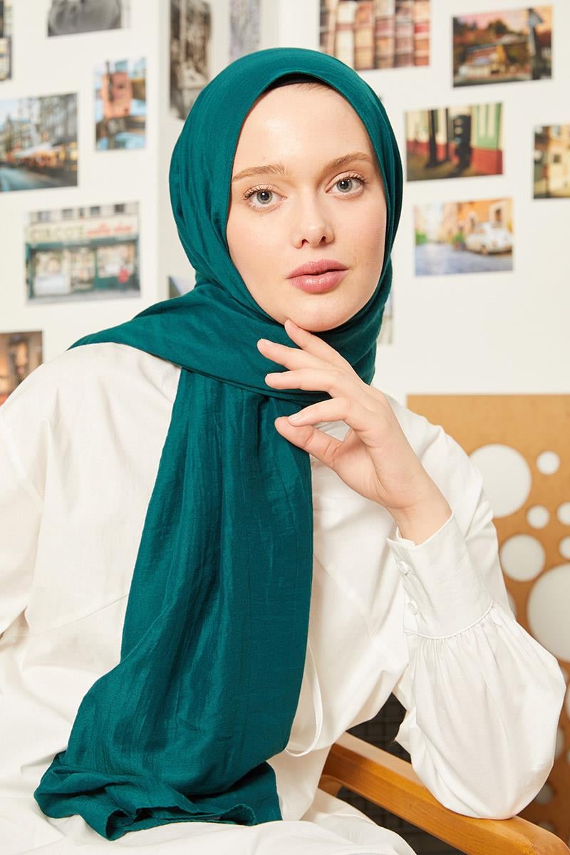 Fivescarf Koyu Zümrüt Yeşili Touch Pamuk Şal