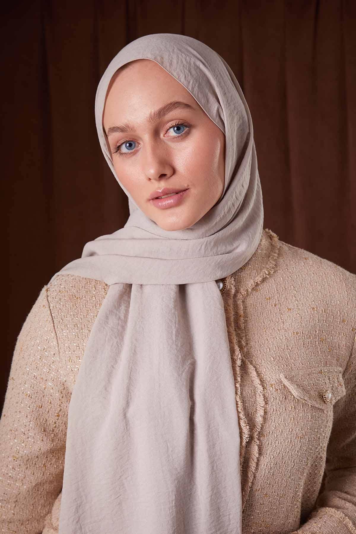 Fivescarf Krem Düz Luna Cotton Şal