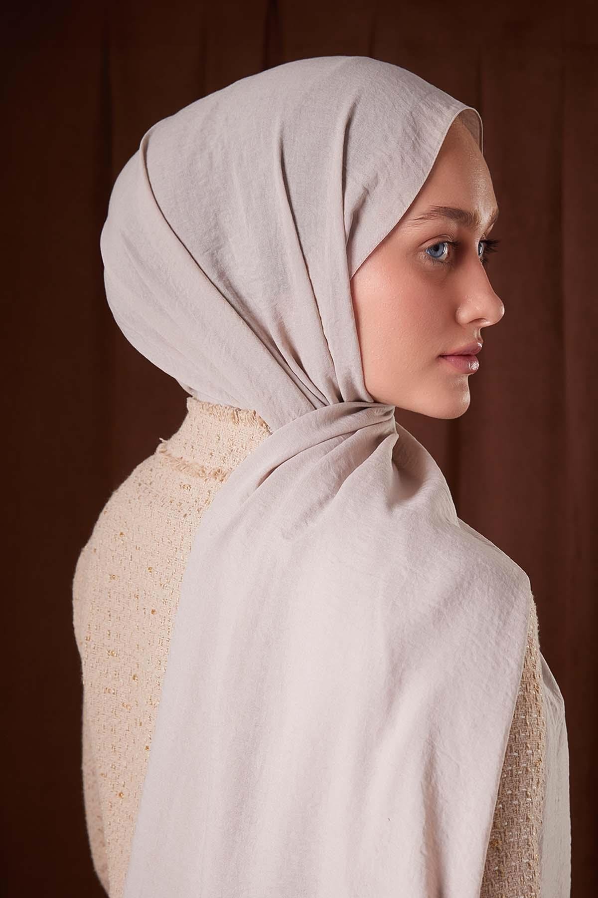 Fivescarf Krem Düz Luna Cotton Şal