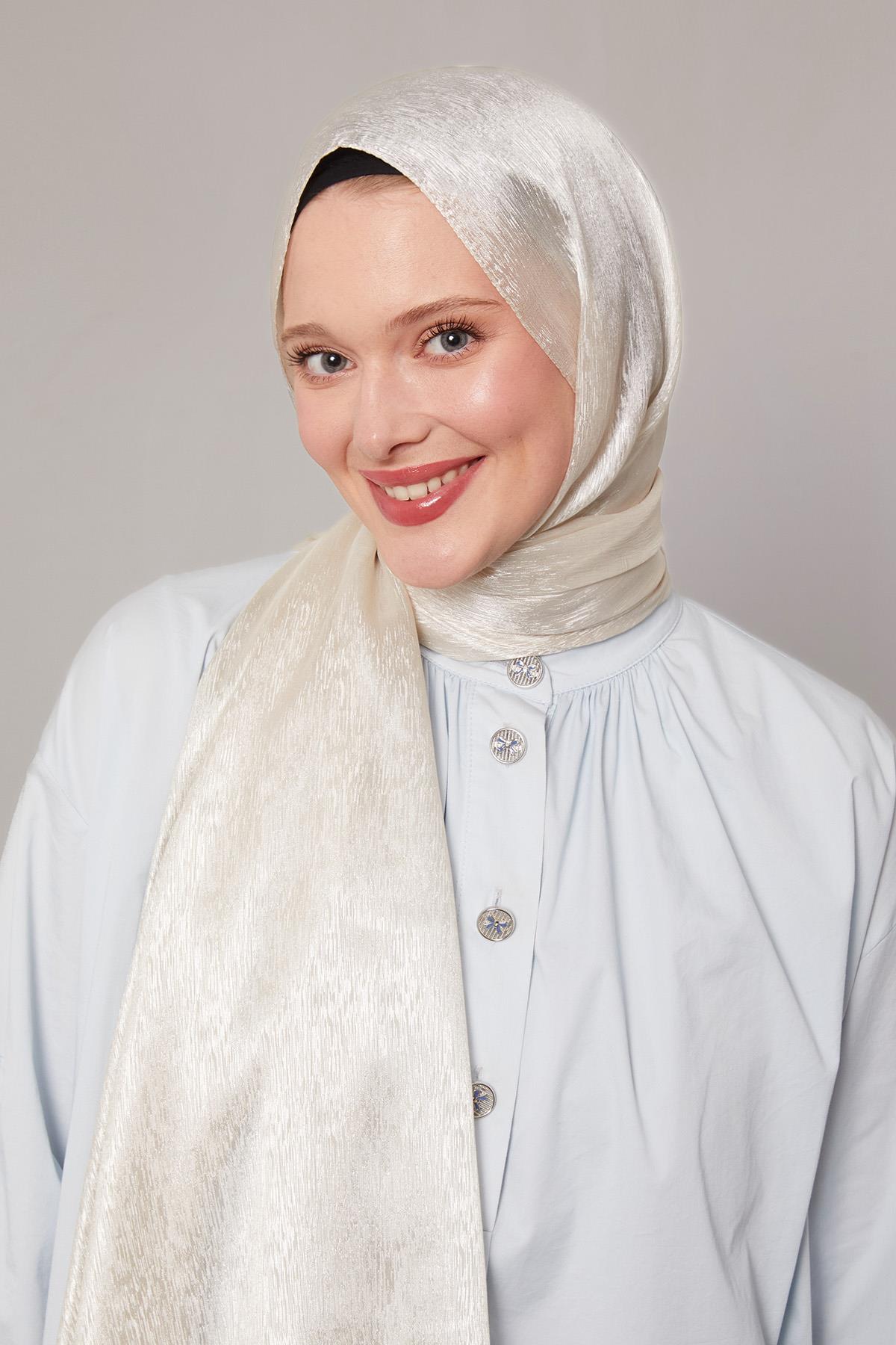 Fivescarf Krem Simli Diamond Şal