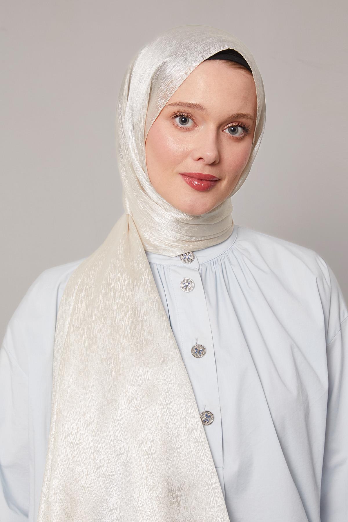 Fivescarf Krem Simli Diamond Şal