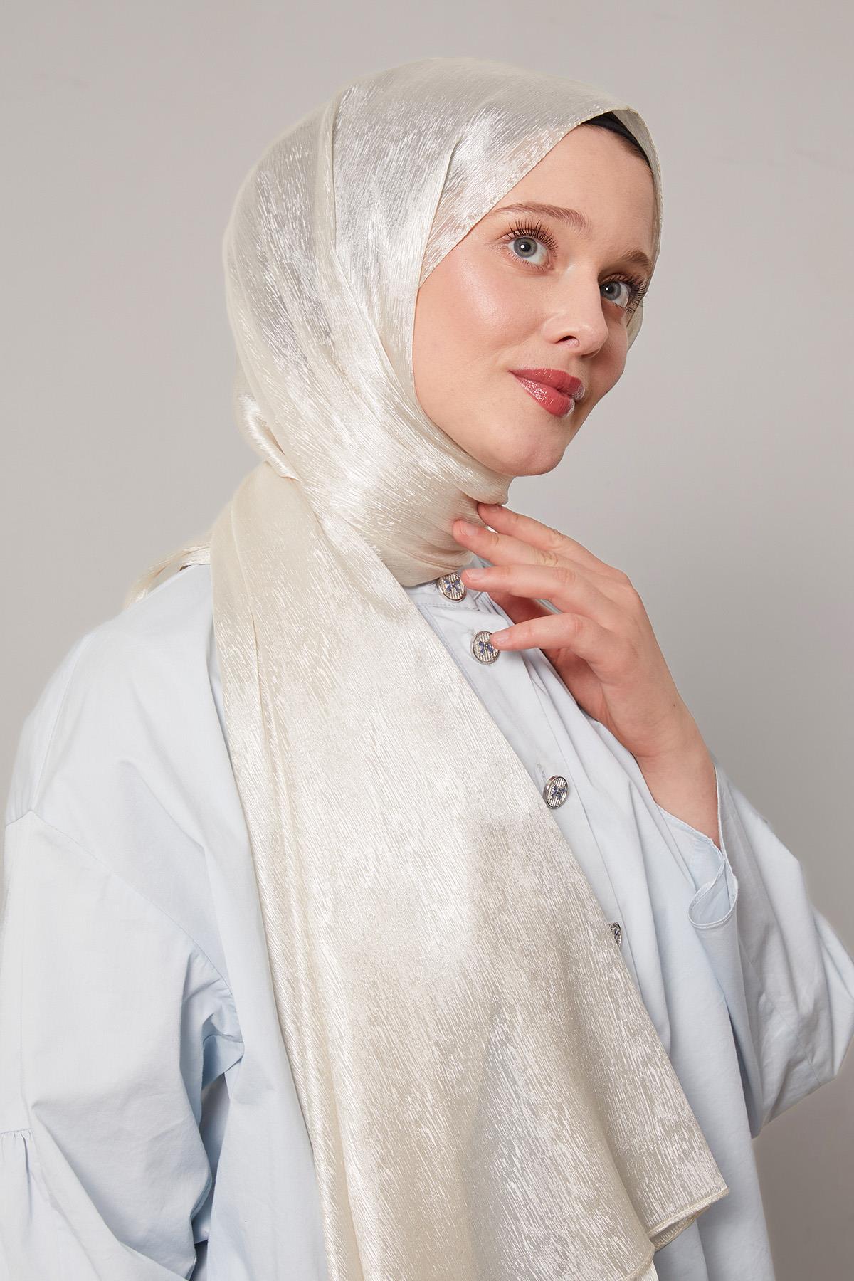 Fivescarf Krem Simli Diamond Şal