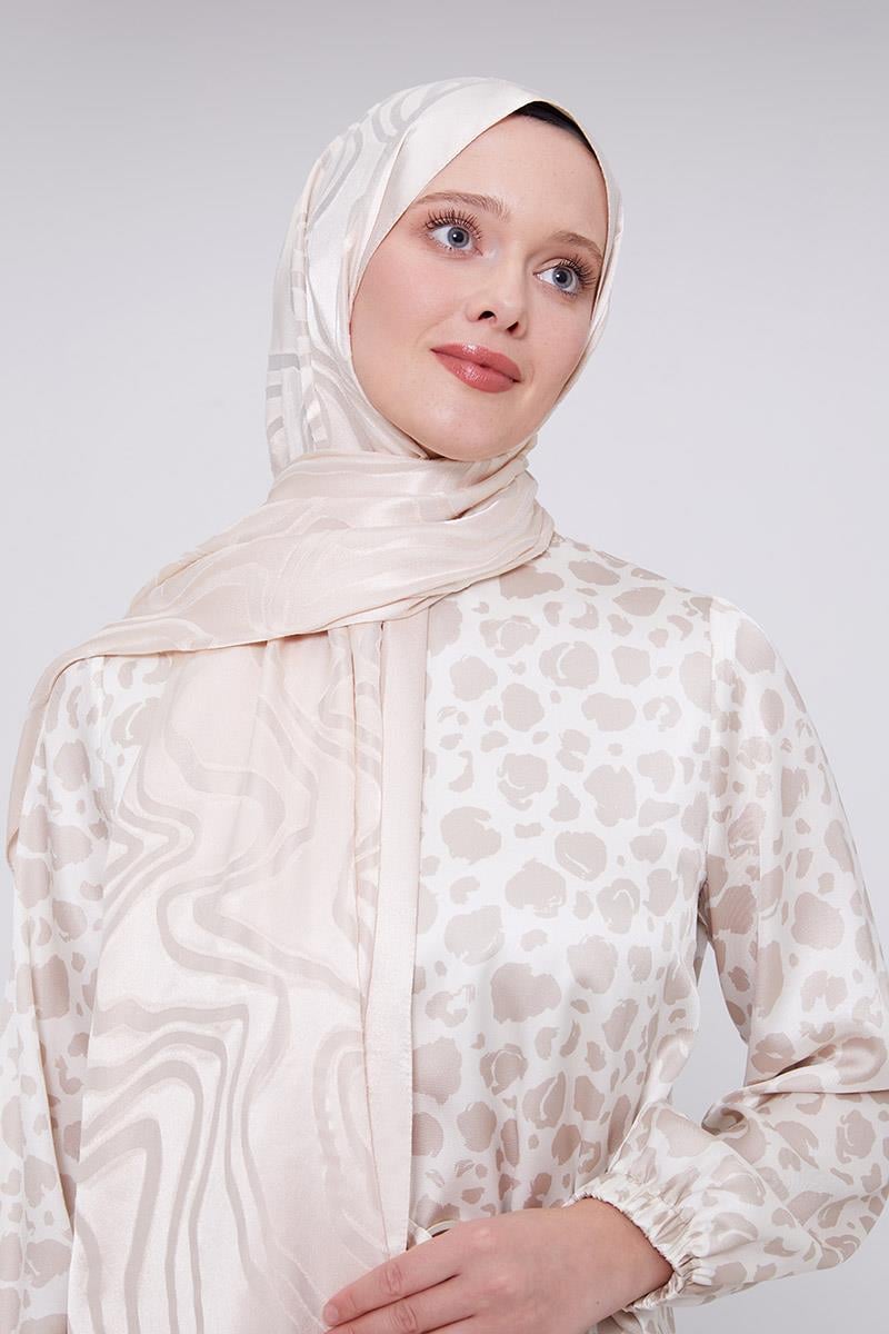 Fivescarf Krem Soyut Desen Deluxe Devore Şal