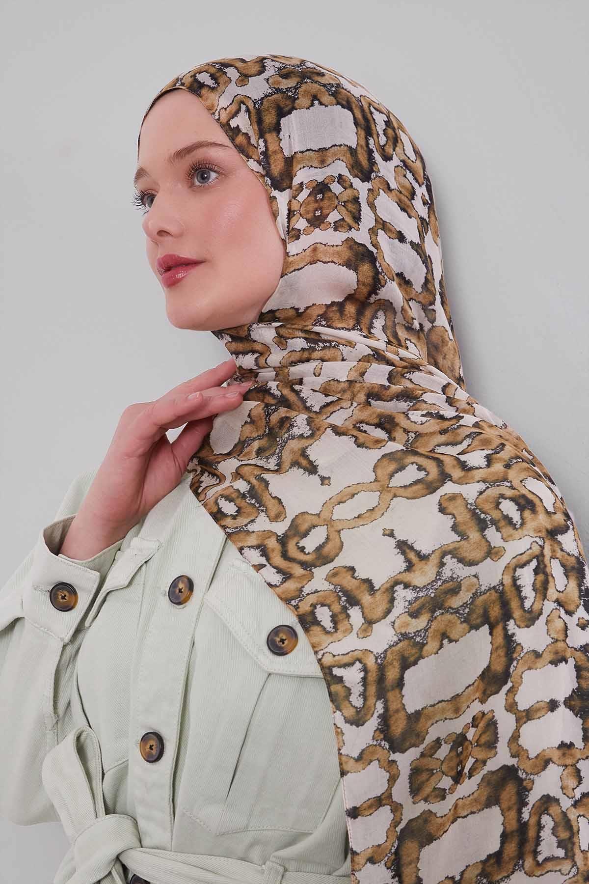 Fivescarf Küf Yeşili Leopar Desen Vivian Şal
