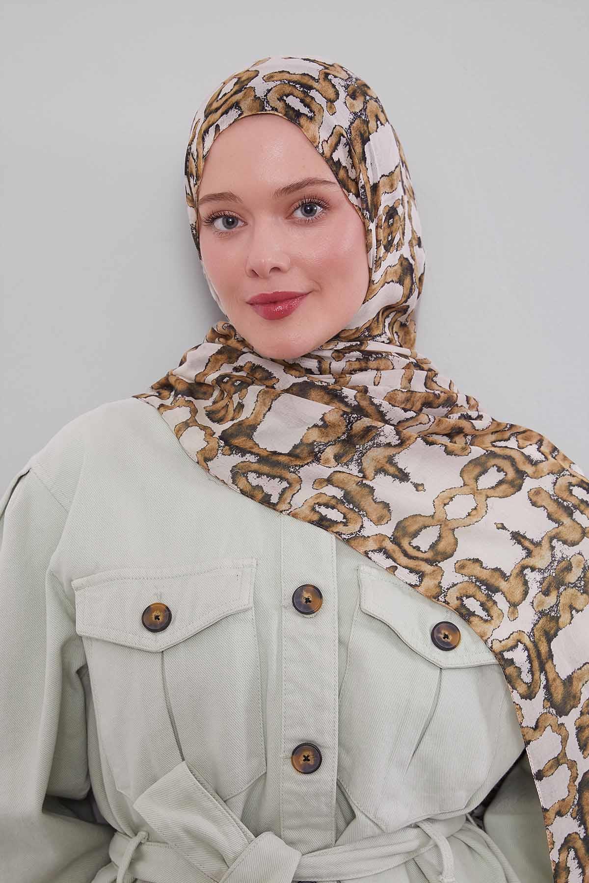 Fivescarf Küf Yeşili Leopar Desen Vivian Şal