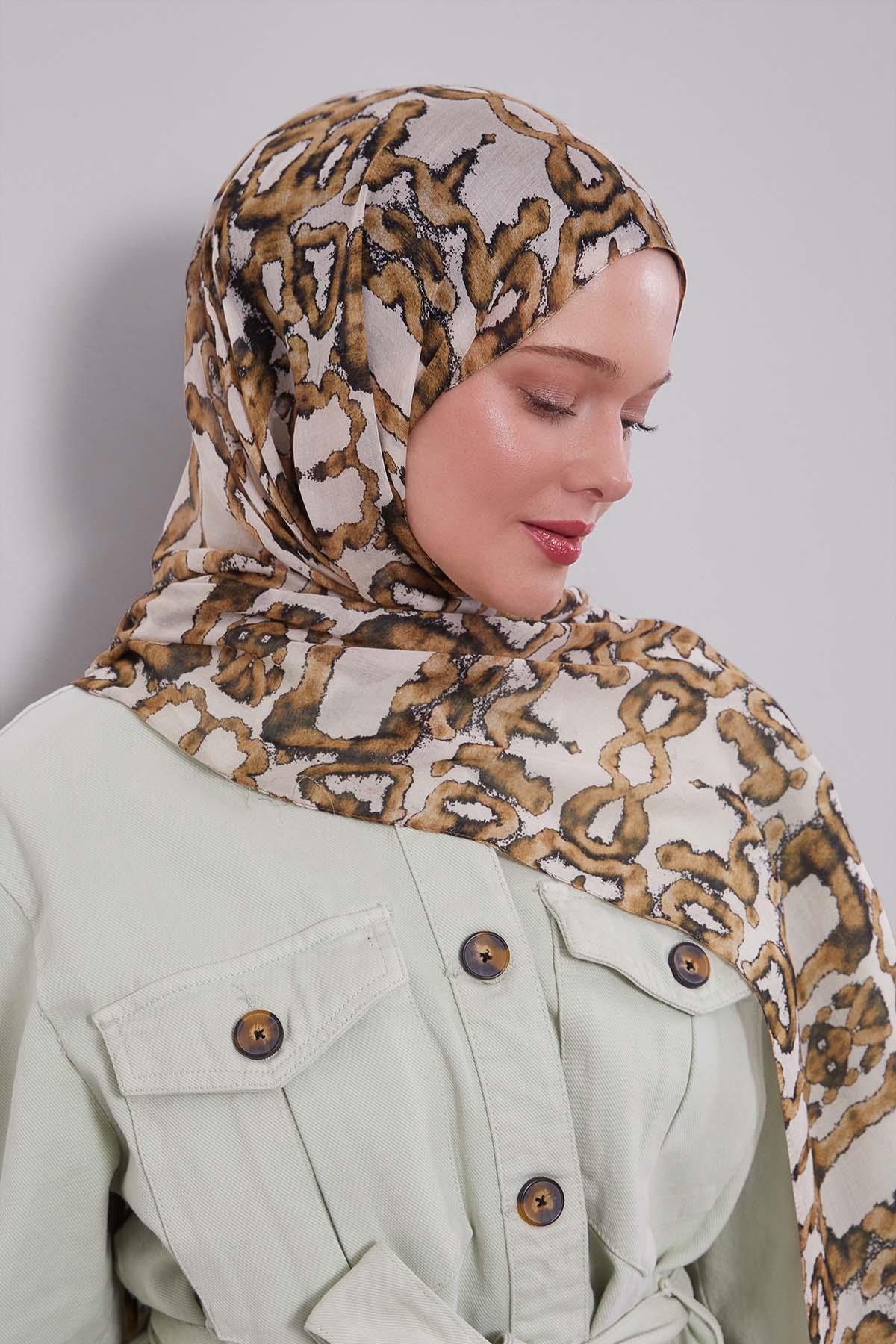 Fivescarf Küf Yeşili Leopar Desen Vivian Şal
