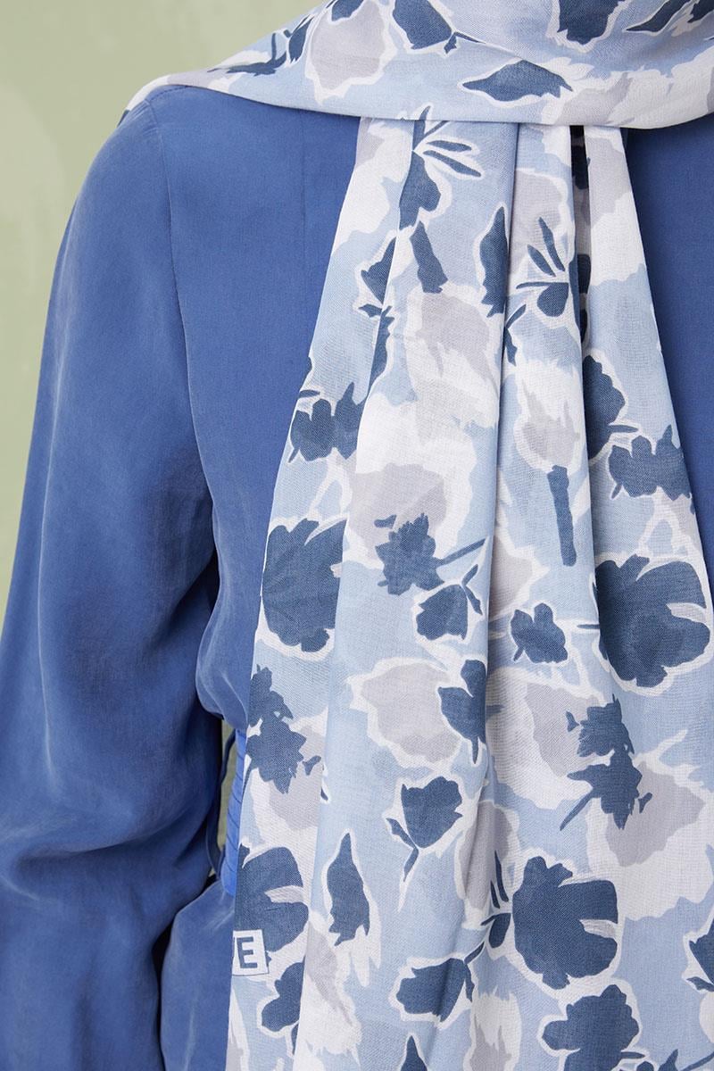 Fivescarf Lacivert Desenli Cotton Şal