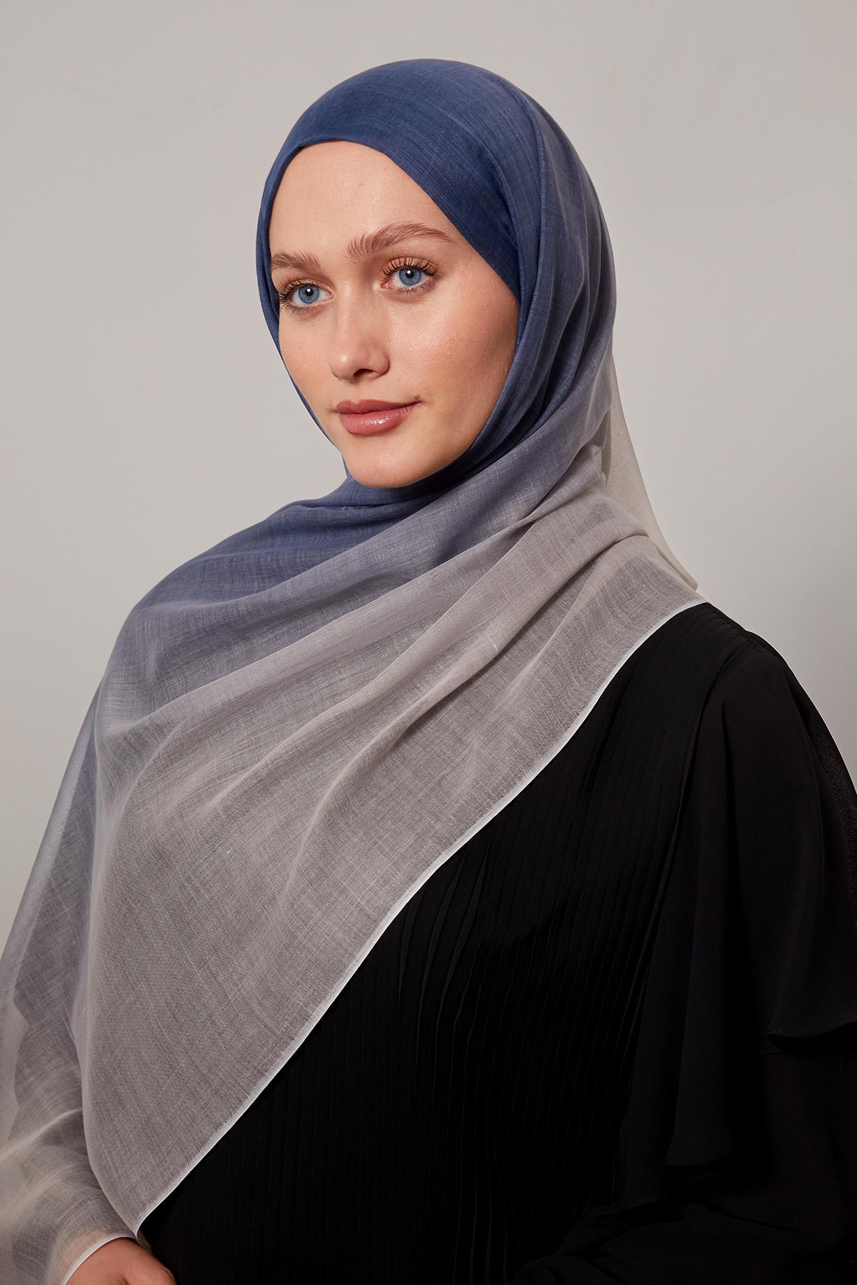 Fivescarf Lacivert Geçişli Comfort Şal