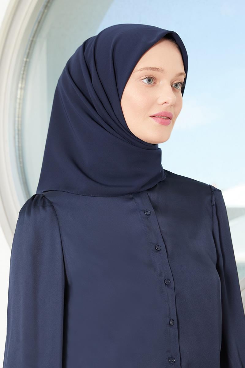 Fivescarf Lacivert Medine İpeği Eşarp