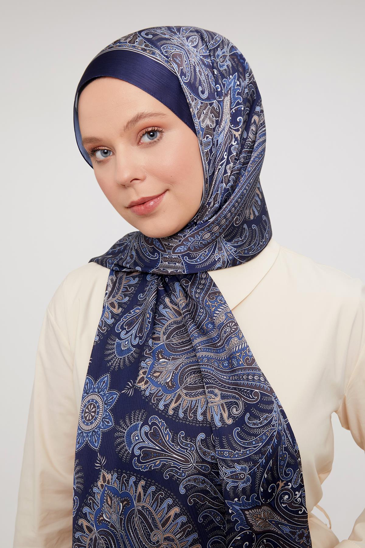 Fivescarf Lacivert Motif Desen Brand Şal