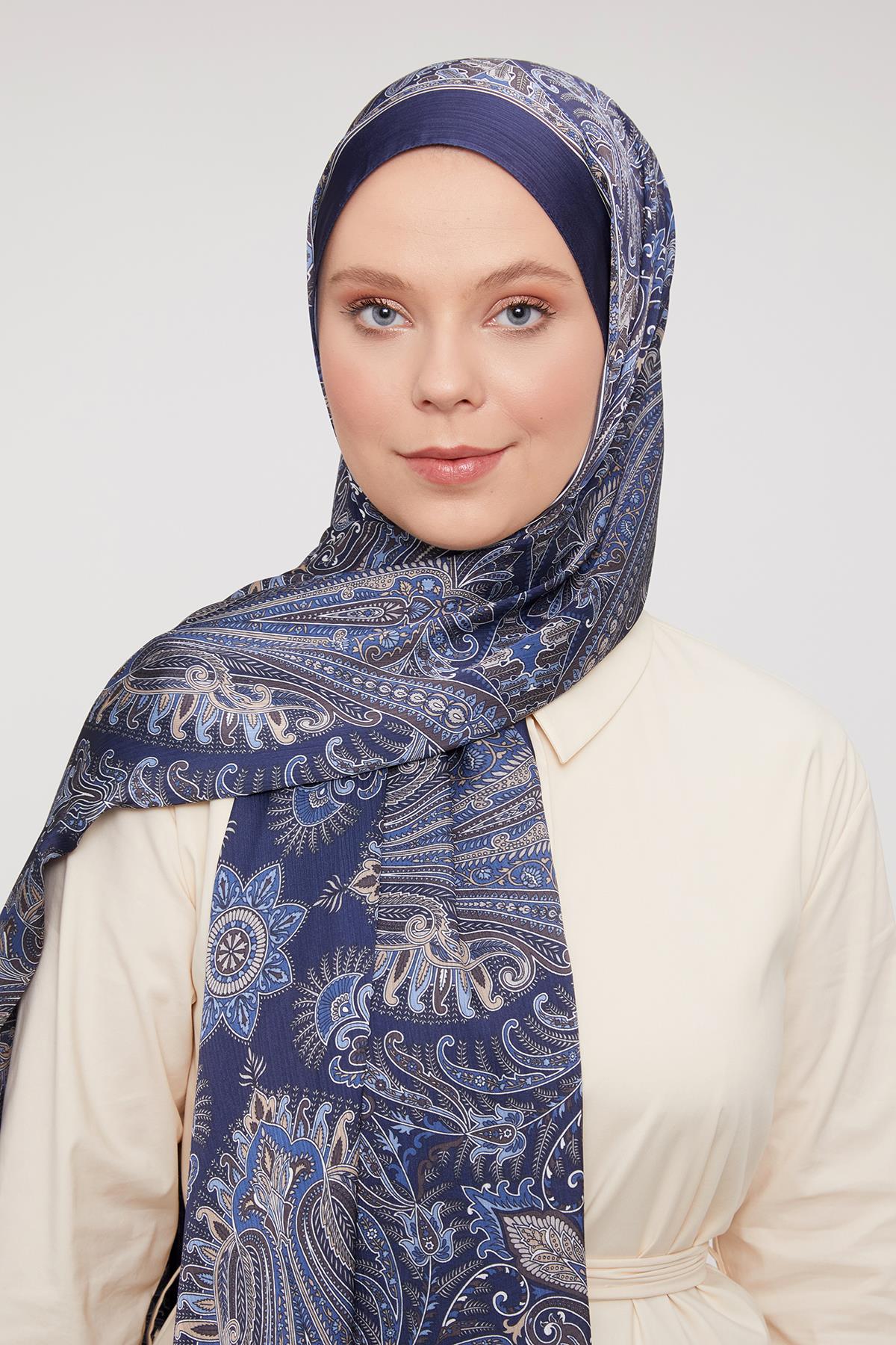 Fivescarf Lacivert Motif Desen Brand Şal