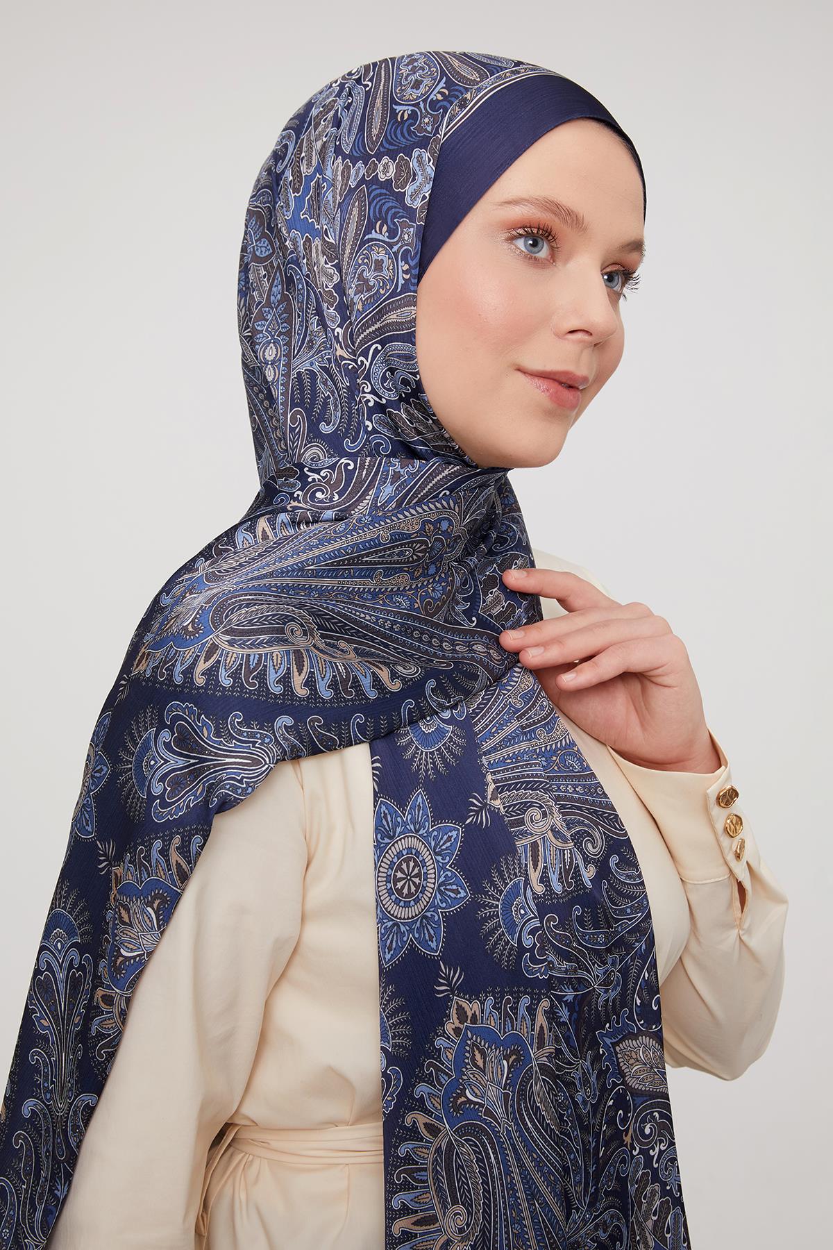 Fivescarf Lacivert Motif Desen Brand Şal