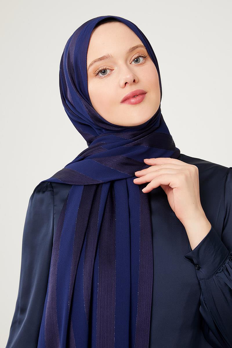 Fivescarf Lacivert Sim Şeritli Tokyo Şal