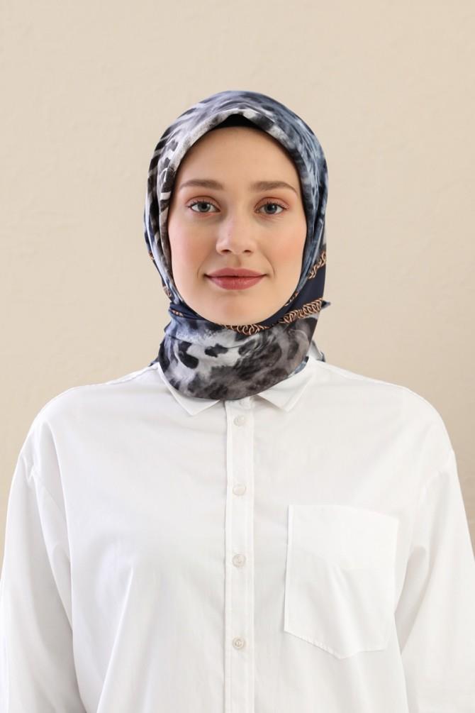 Fivescarf Lacivert Twill Digital Eşarp