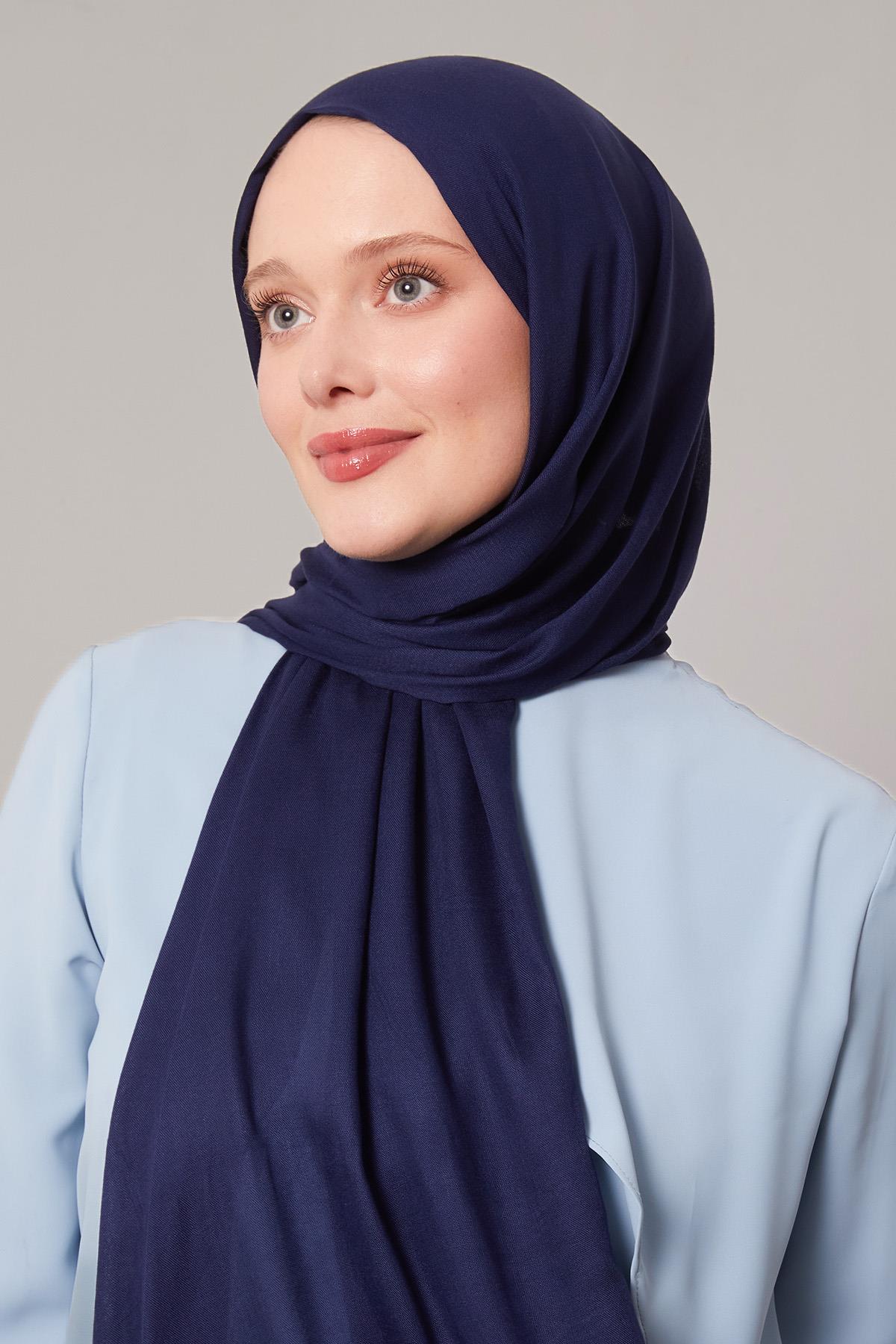 Fivescarf Lacivert Viskon Modal Düz Şal