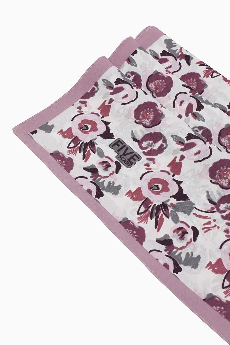 Fivescarf Lila Fulya Desen Krep Şal
