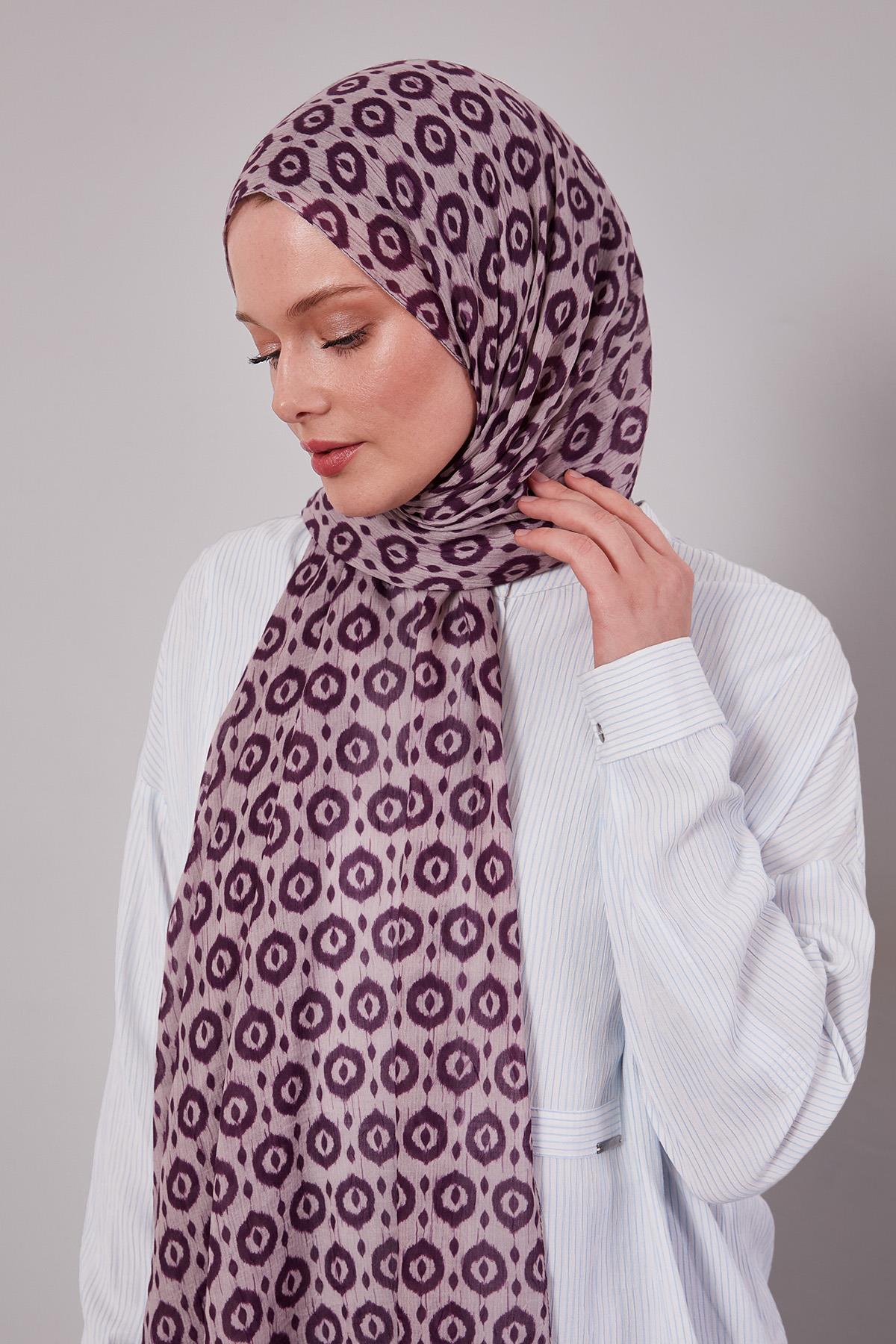 Fivescarf Lila Micro Desenli Craze Comfort Şal