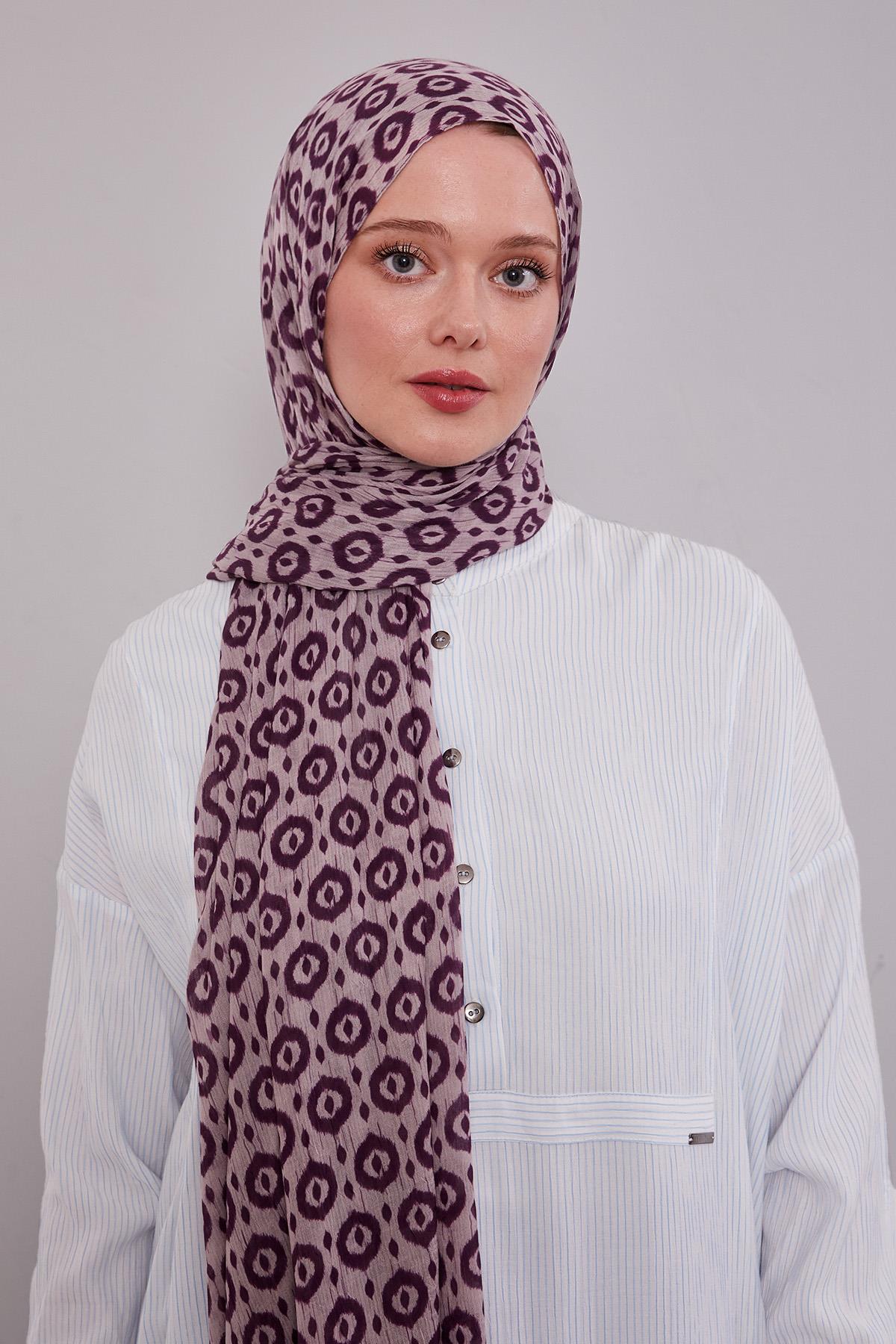 Fivescarf Lila Micro Desenli Craze Comfort Şal