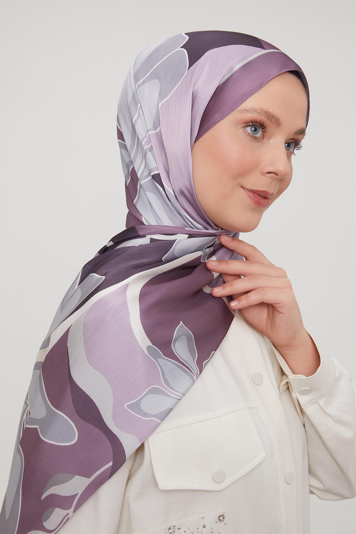 Fivescarf Lila Soyut Çiçek Desen Brand Şal