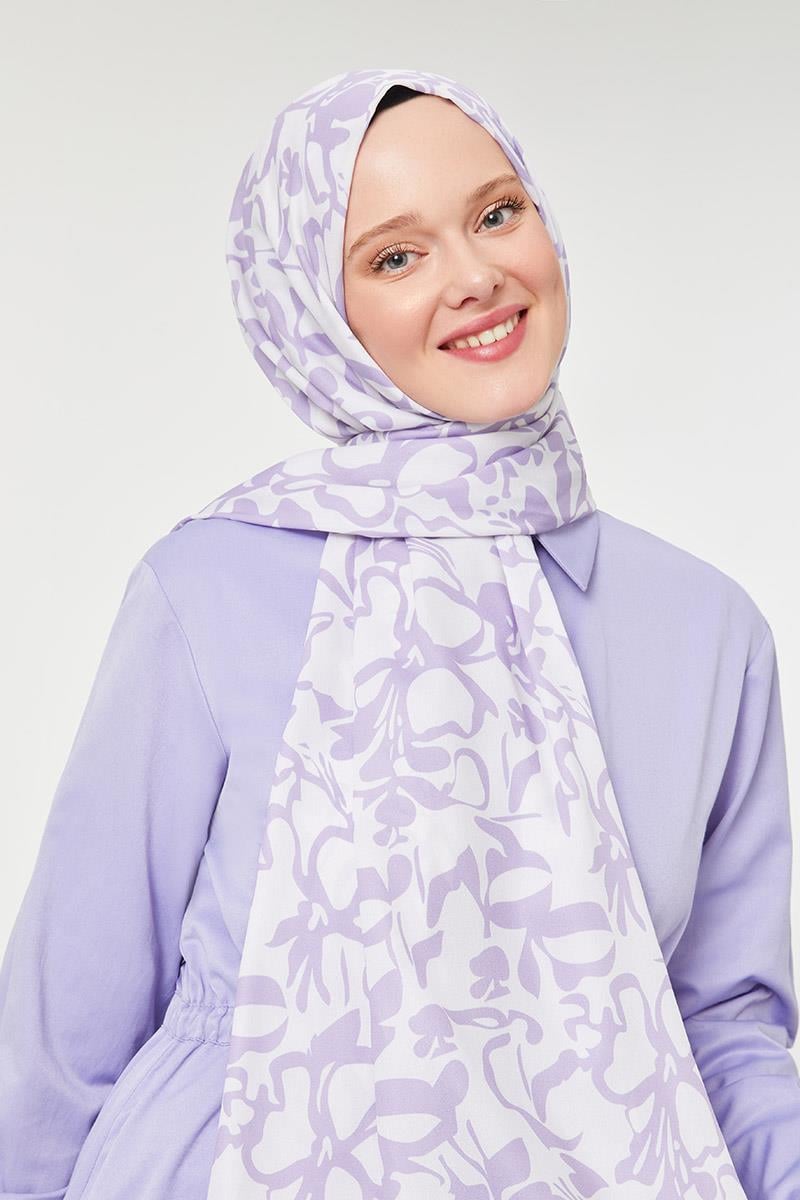 Fivescarf Lila Yonca Desen Mono Şal
