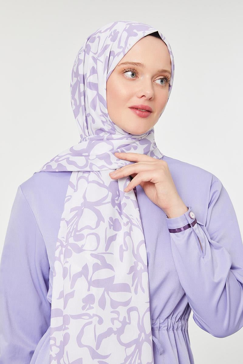 Fivescarf Lila Yonca Desen Mono Şal