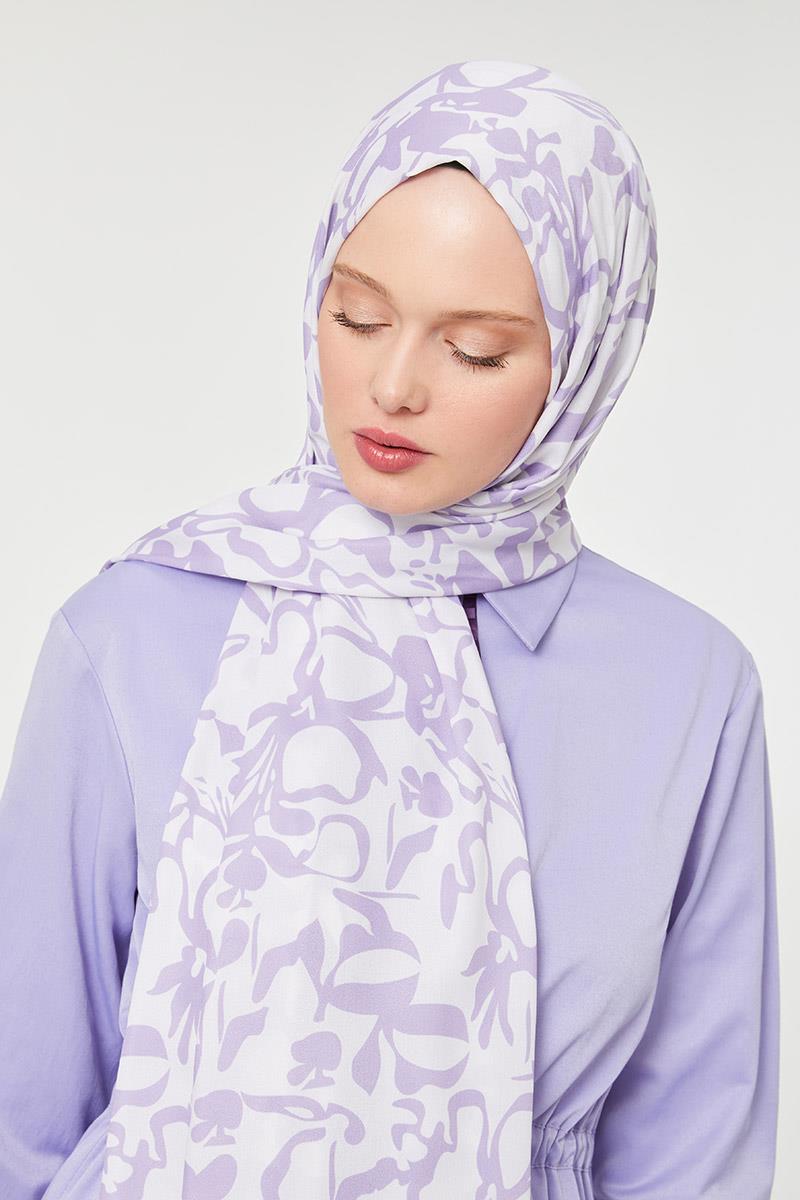 Fivescarf Lila Yonca Desen Mono Şal