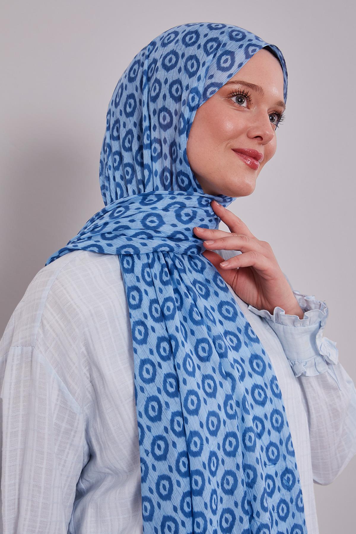 Fivescarf Mavi Micro Desenli Craze Comfort Şal