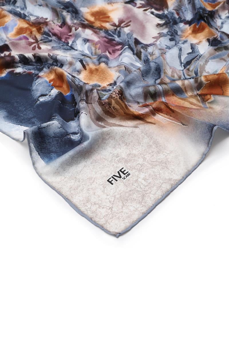 Fivescarf Mavi Twill Digital Eşarp