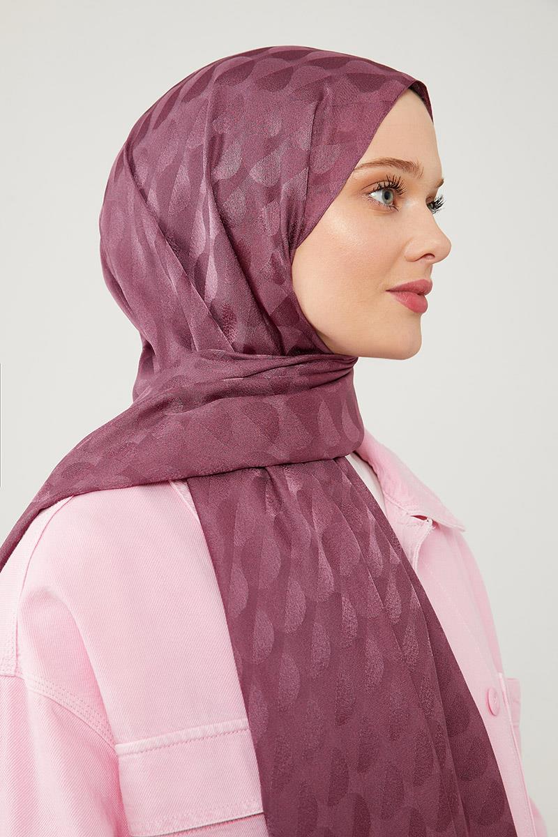 Fivescarf Menekşe Ay Desen Jakarlı Elegance Şal