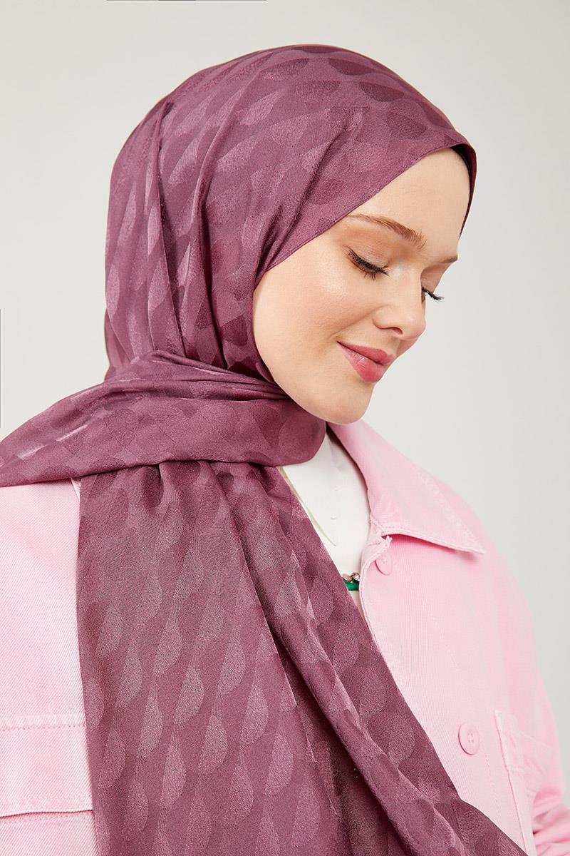 Fivescarf Menekşe Ay Desen Jakarlı Elegance Şal