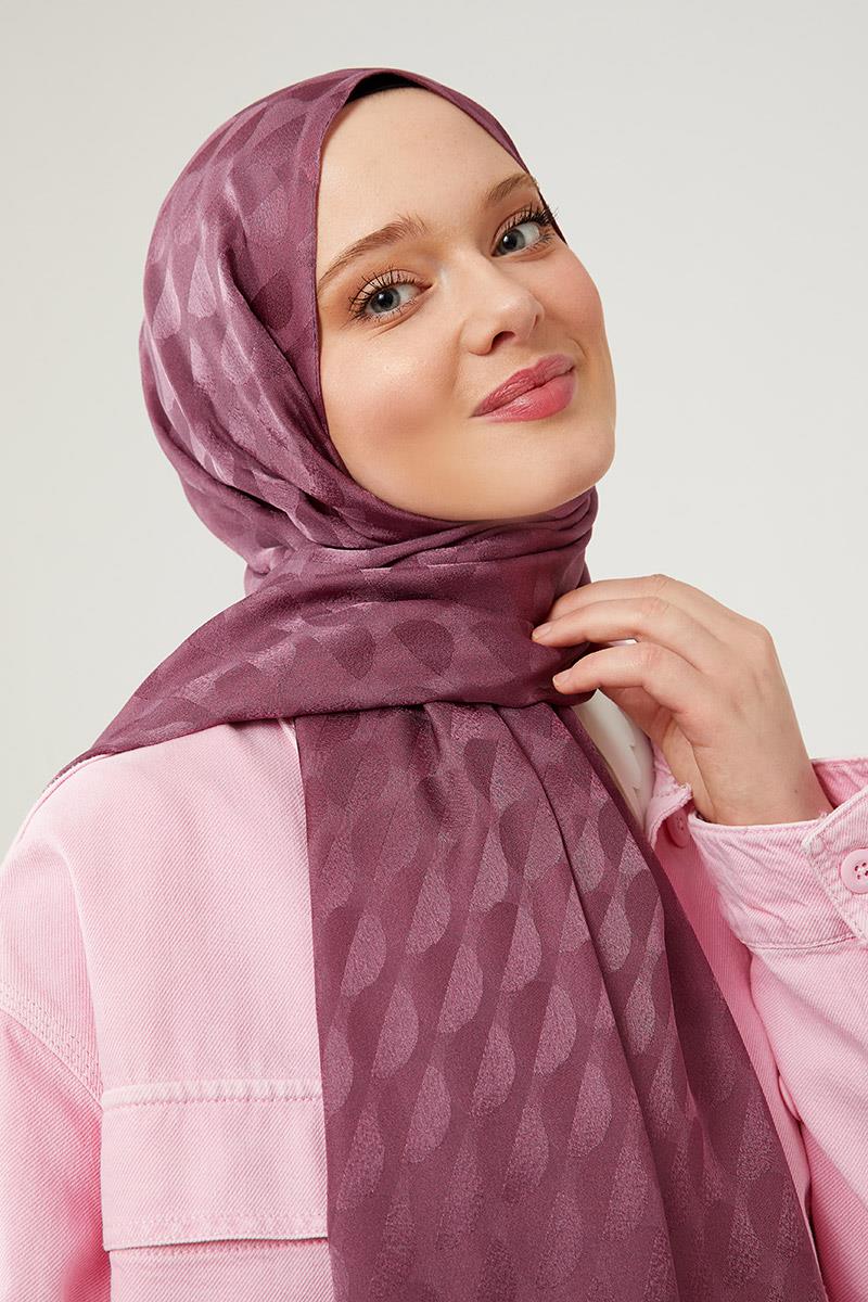 Fivescarf Menekşe Ay Desen Jakarlı Elegance Şal