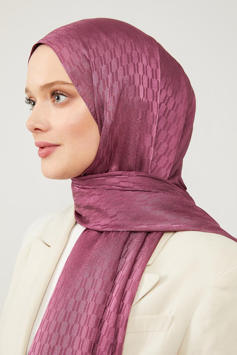 Fivescarf Menekşe Burgu Desen Jakarlı Elegance Şal