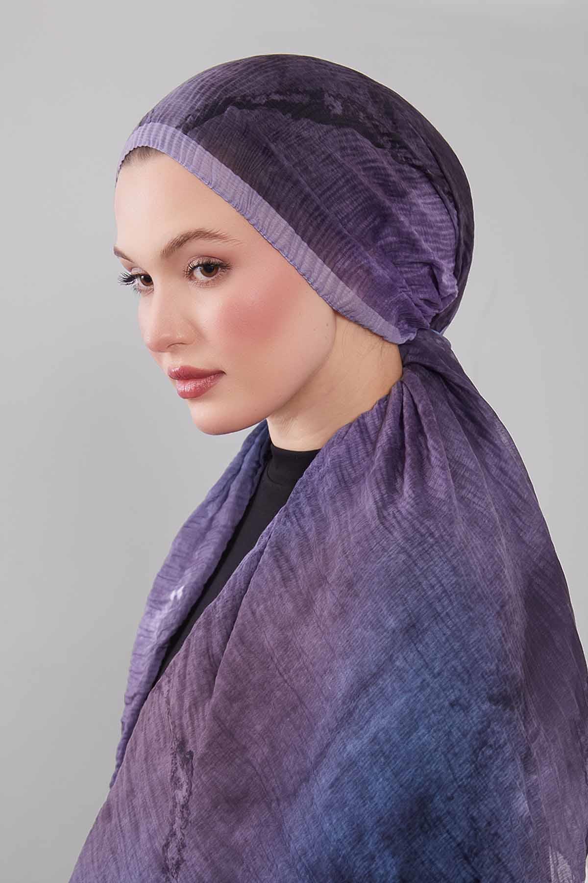 Fivescarf Menekşe Geçişli Müslin Cotton Şal