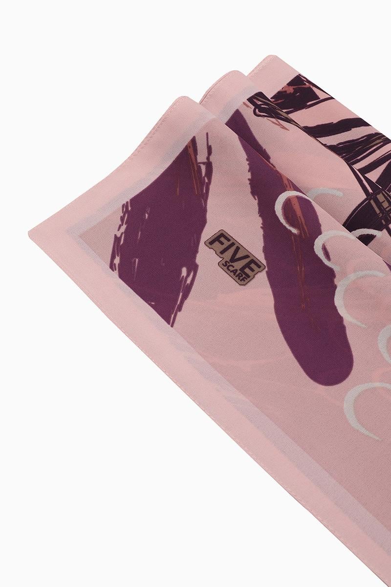 Fivescarf Menekşe Gölge Desen Krep Şal