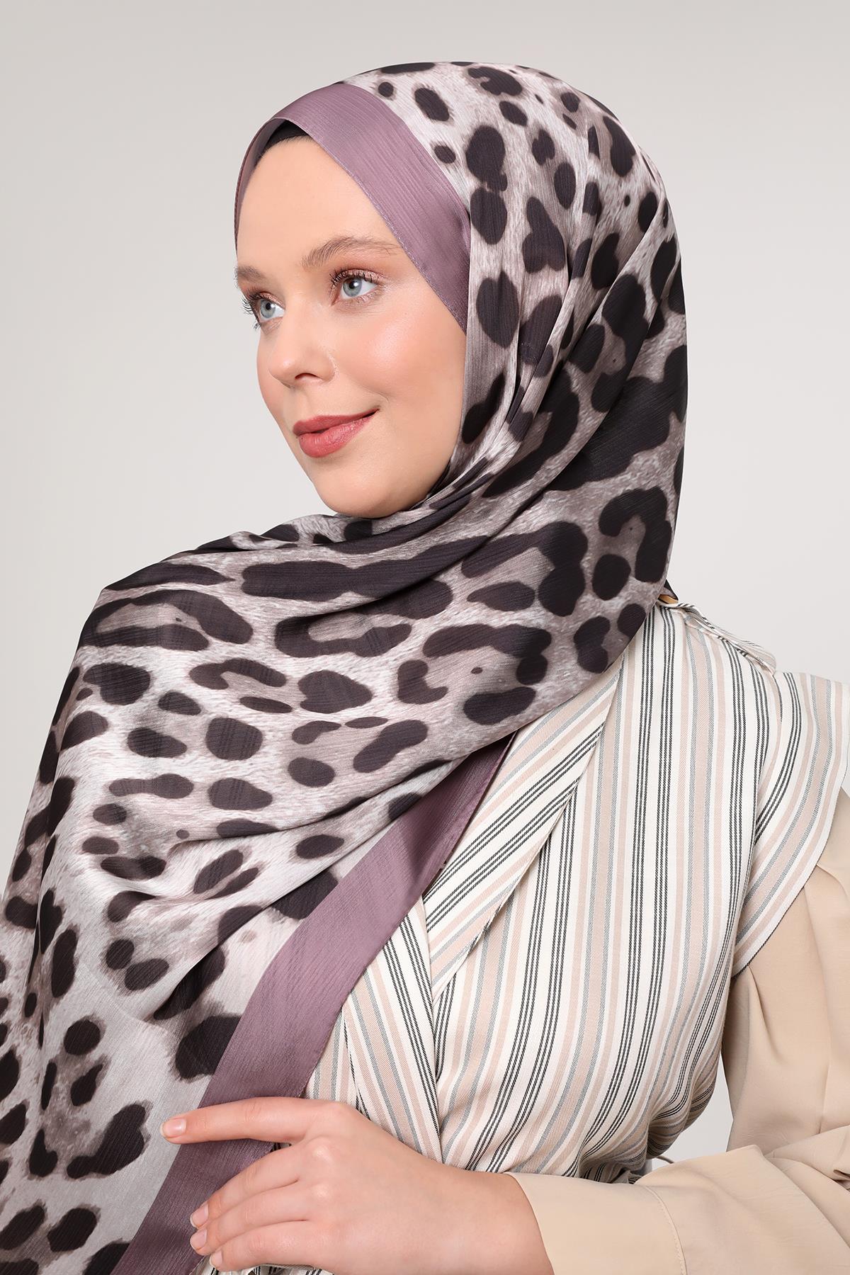 Fivescarf Menekşe Leopar Desen Brand Şal