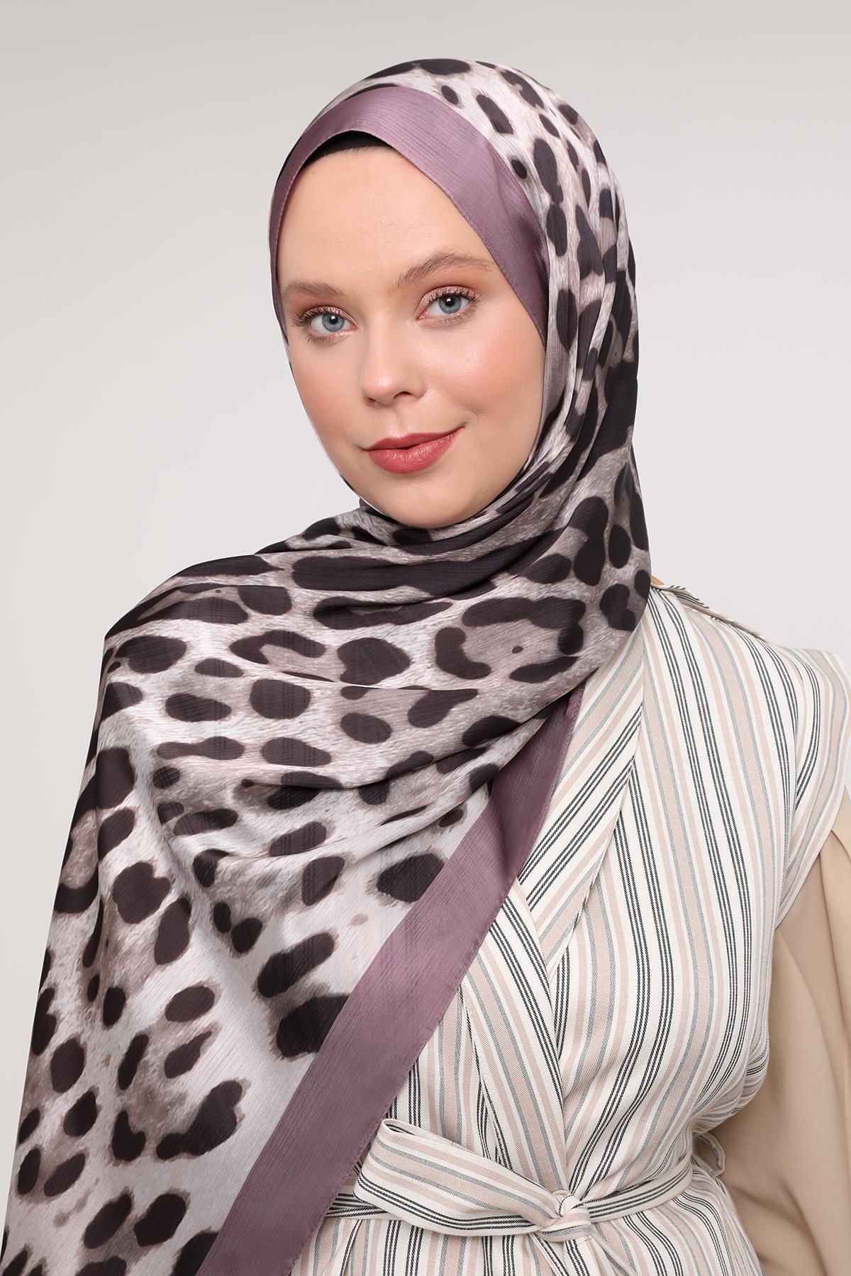 Fivescarf Menekşe Leopar Desen Brand Şal