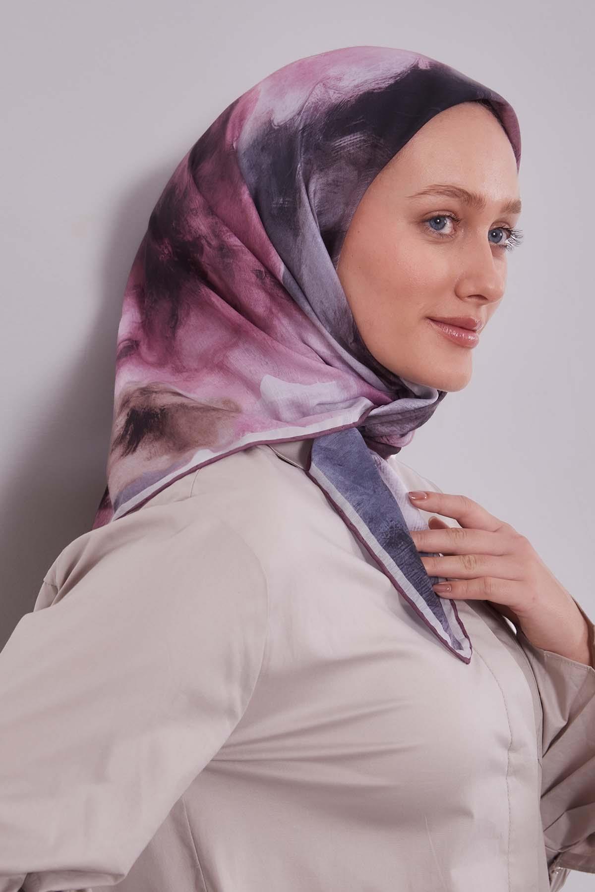 Fivescarf Menekşe Lotus Çiçeği Silk Coton Eşarp