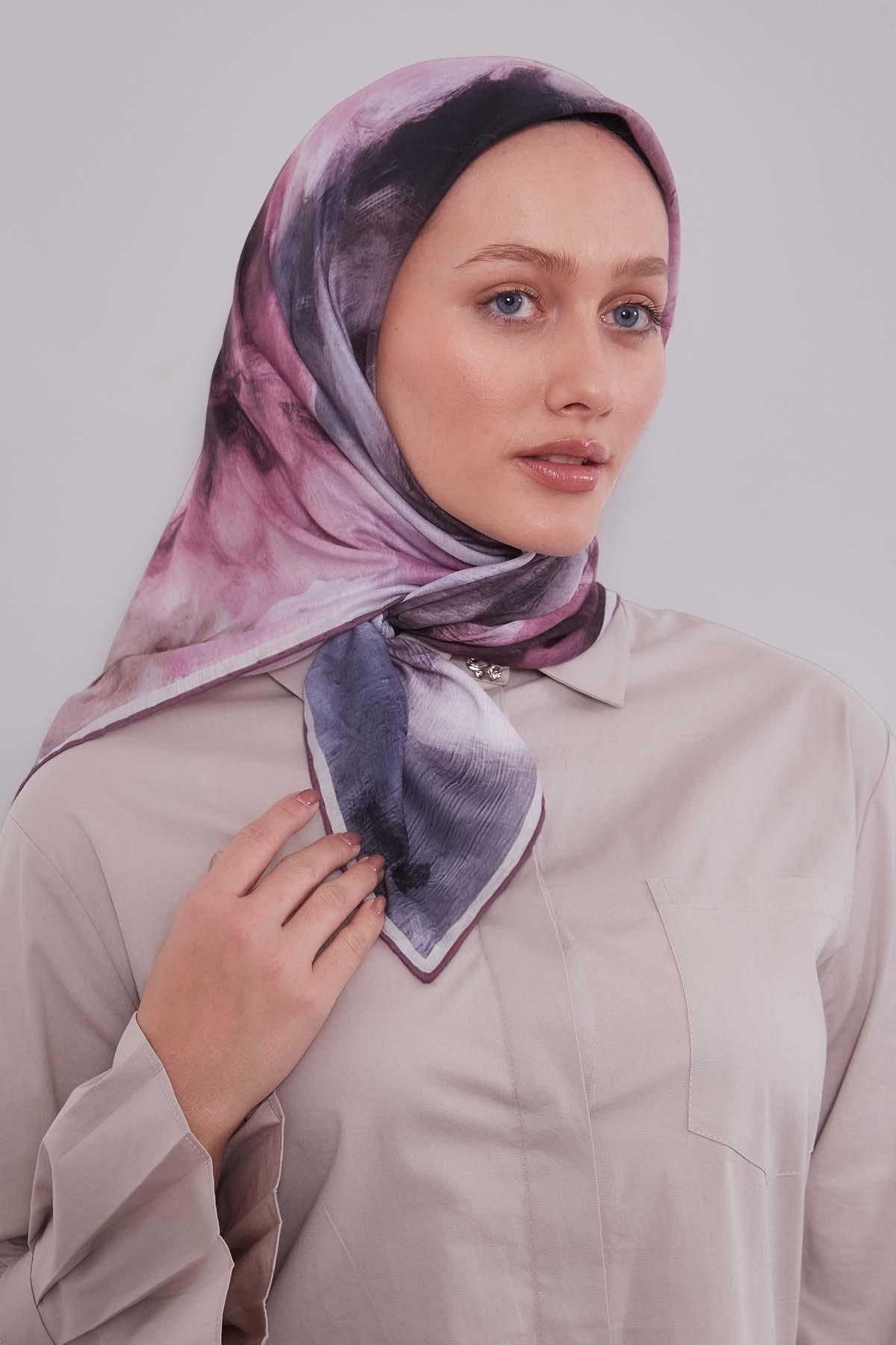 Fivescarf Menekşe Lotus Çiçeği Silk Coton Eşarp