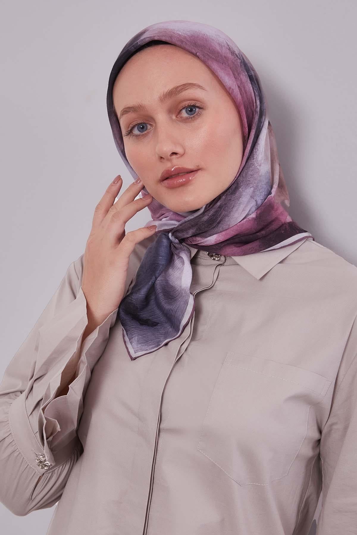 Fivescarf Menekşe Lotus Çiçeği Silk Coton Eşarp