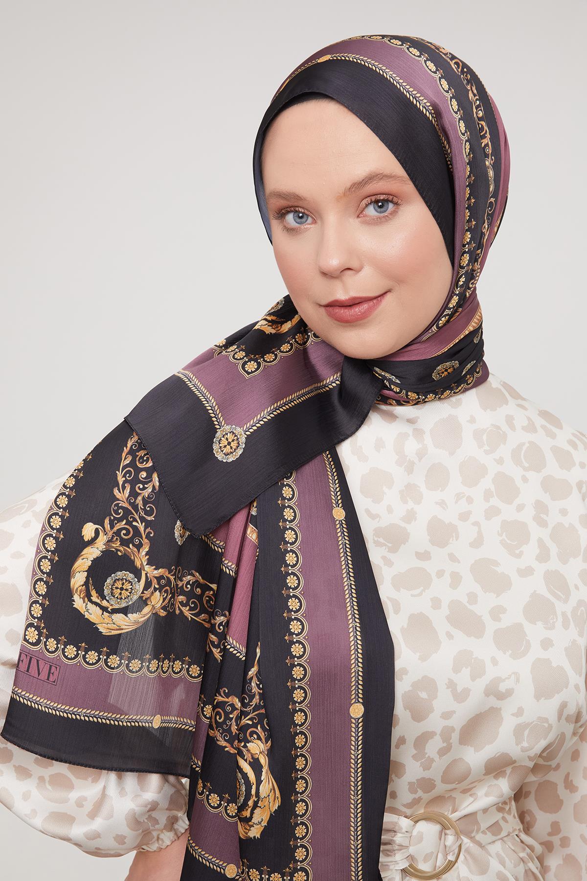 Fivescarf Menekşe Varak İşlemeli Brand Şal