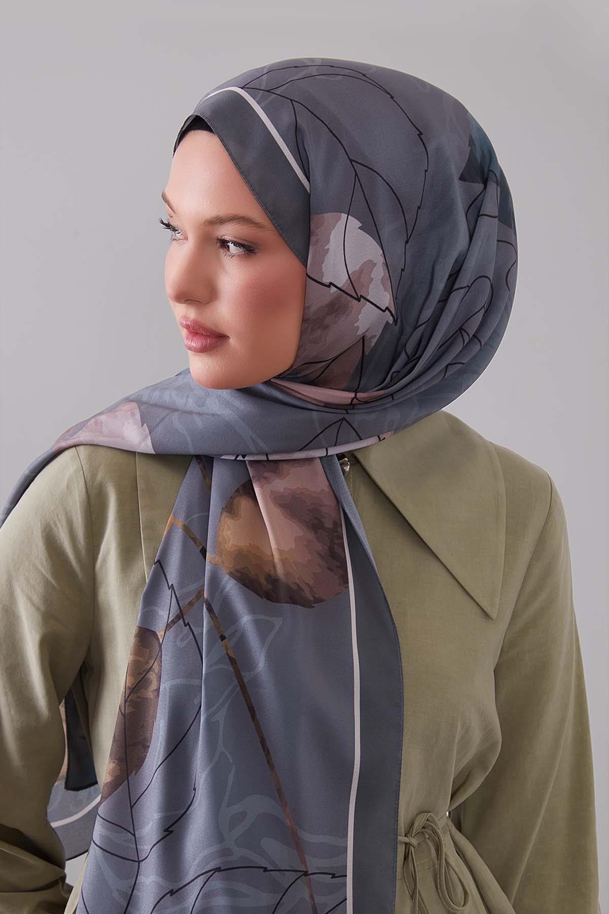 Fivescarf Mint Yeşili Akvarel Yaprak Desen Moos Chrep Şal