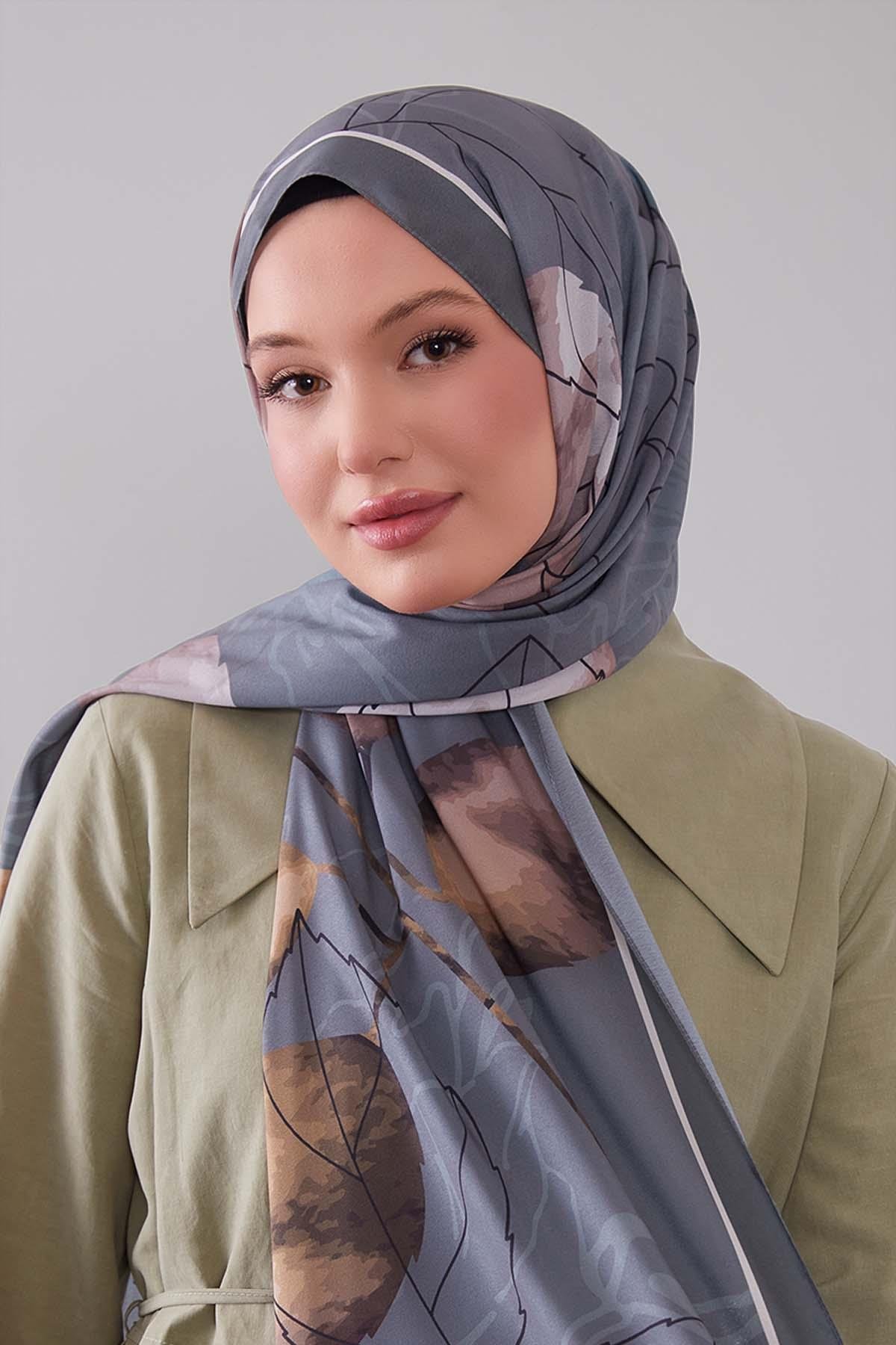 Fivescarf Mint Yeşili Akvarel Yaprak Desen Moos Chrep Şal